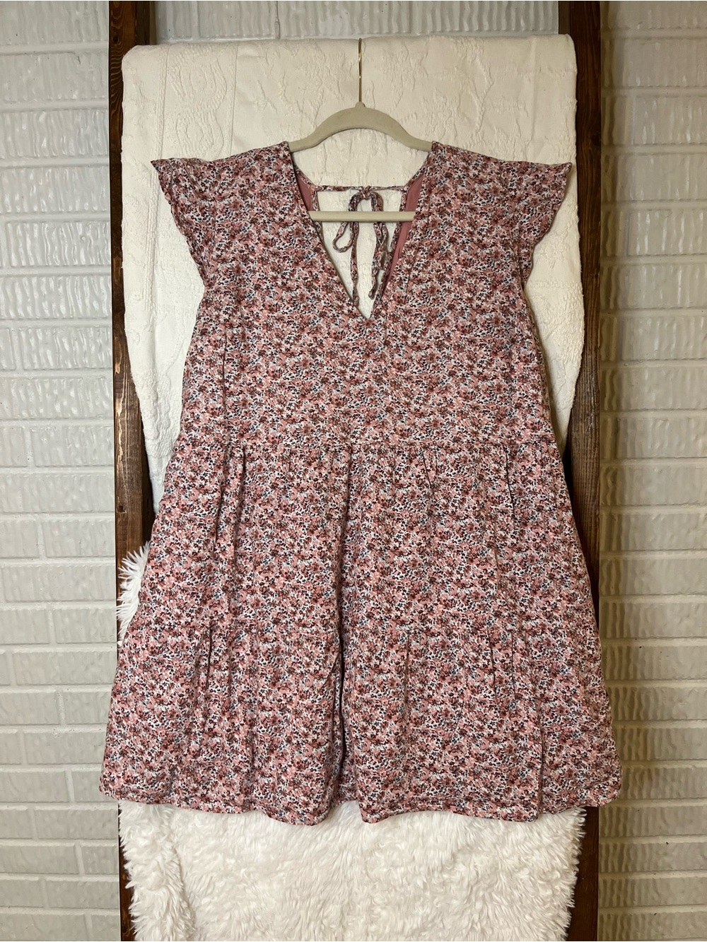 Abercrombie & Fitch Dusty Rose Floral Tiered Mini Dress